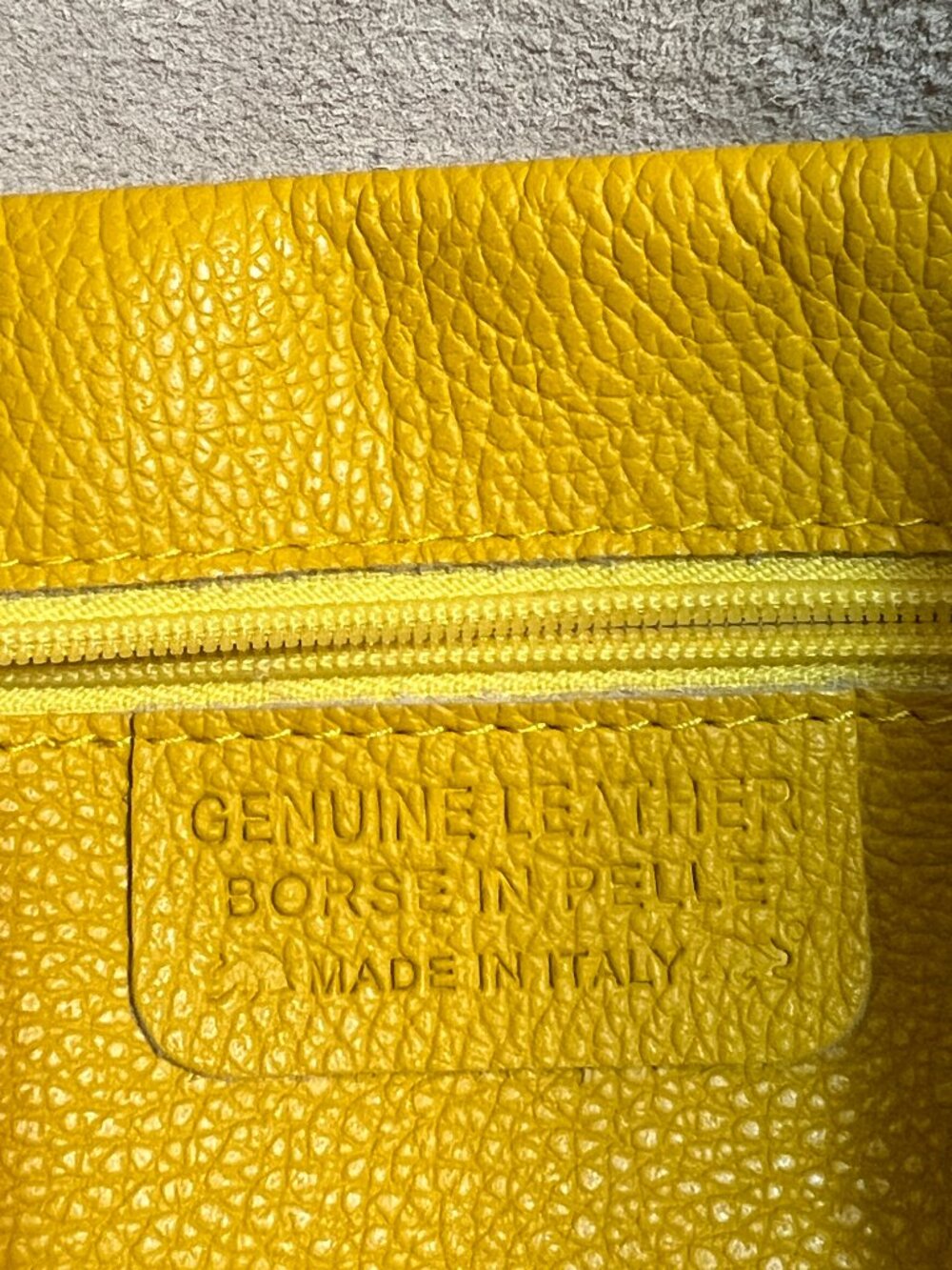 Italian Genuine Leather Yellow Tote Bag Pebbled Leather Shoulder Bag Borse in Pe - Picture 3 of 10